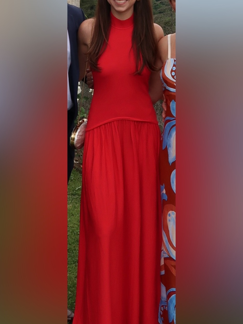 Women's Red Maxi Skirt - Elegant Flowing Silhouette
